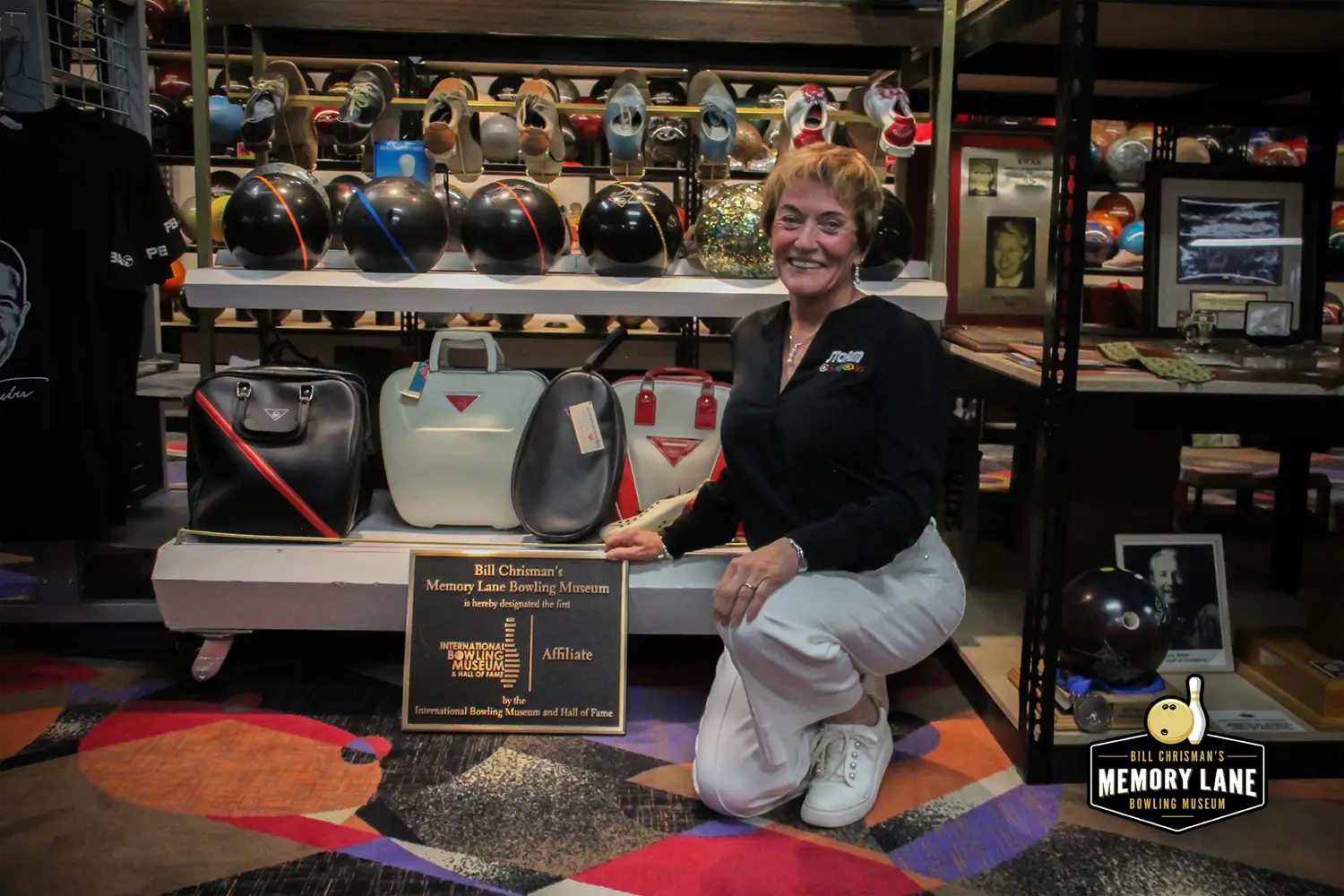Memory Lane Bowling Museum plaque and memorabilia