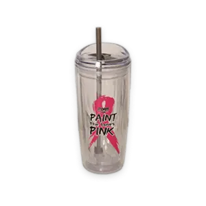 Paint the Lanes Pink 16oz clear geo tumbler