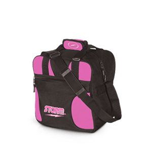 Storm 1-ball solo tote bowling bag in black and pink Paint the Lanes Pink design