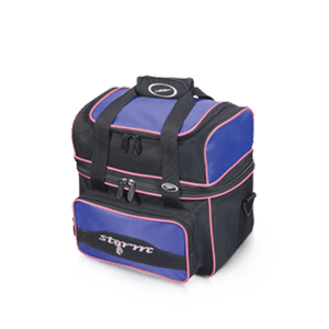 Storm 1-ball flip tote bowling bag in black and purple with pink accents Paint the Lanes Pink design
