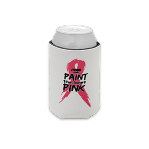 Storm Paint the Lanes Pink can koozie with pink ribbon design for breast cancer awareness